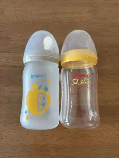 哺乳瓶 160ml イエロー 2本セット　ガラス