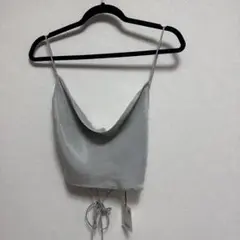 新品未使用Zara グレー ストラッピー バックレス クロップトップ US M