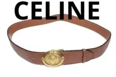 CELINE セリーヌ マカダム ゴールド バックル レザー ベルト