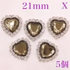 【9290】ラインストーン　ハート10番　21ｍｍ　5個セット