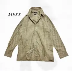 【美品】MEXX❣️チェック柄 長袖シャツ メンズ Mサイズ ベージュ系