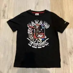 鷹の爪メンズ　トップス　半袖Tシャツ　プリント　綿100％　M ブラック