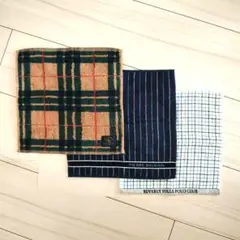 未使用【ハンカチ3枚セット】チェック柄 ストライプ柄