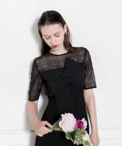Leja キラキラ切替胸元デザインパンツドレス結婚式パーティドレス