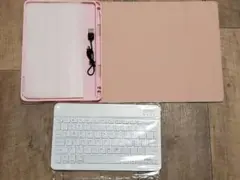 【未使用】ホワイト ワイヤレスキーボード 本体&ピンクカバー付き