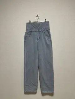 ハイウエスト グレー デニムパンツ L