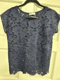 ネイビー レース トップス M