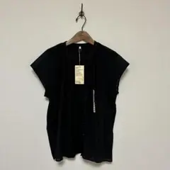 無印良品 強撚ボイル フレンチスリーブ ブラウス ブラック