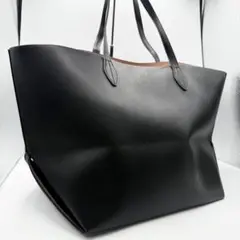 【美品】&MyuQ トートバッグ レザー ブラック 肩掛け A4可能 黒