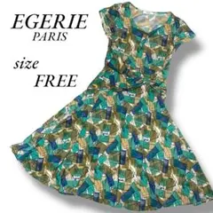EGERIE PARIS フランス製 半袖 カシュクールワンピース ストレッチ