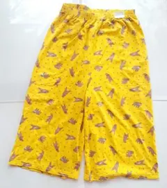未使用　ルームウェア　ワイド　7分丈　パンツパジャマ　夏　熊　イエロー　ズボン