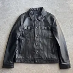 極美品■LIUGOO TOKYO【LL】ラムレザー トラッカージャケット 黒