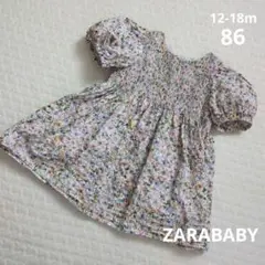 ZARABABY　花柄シャーリングワンピース12-18m86