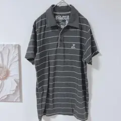 Quiksilver クイックシルバー　ストライプ　半袖ポロシャツ　グレー　M