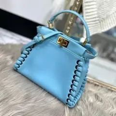 FENDI フェンディ ミニピーカブー 2wayバッグ ライトブルー