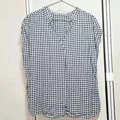チェック柄 Vネック 半袖シャツ
