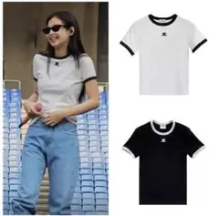 haiさま Courregesクレージュ コントラストトリムTシャツ