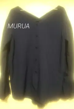 ムルーア ネイビー Vあき シャツ フレア袖