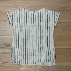 ストライプ刺繍半袖シャツ