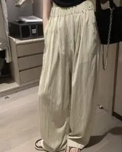 タック入りルーズシルエットワイドレングスパンツ M サイズ アイボリー 未使用