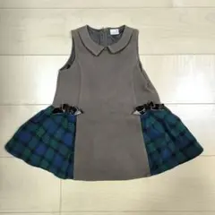 プティマイン　90cm  ワンピース　ベロア　チェック