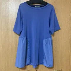 OPAQUE.CLIP ブルー　ペプラム　半袖　Tシャツ　カットソー　チュニック
