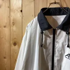 ss2197 ADRIA コーチジャケット フルジップ ジップアップ 白 黒 L