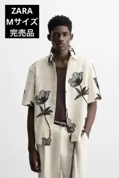 ZARA ザラ コントラスト刺繍シャツ Mサイズ 完売品