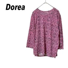 【ドレア】Tシャツ　カットソー　 七分袖　総柄　ビビットカラー　サイドスリット