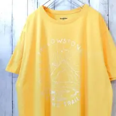 Gomdfellow&Co 山 プリント ゆるダボ Tシャツ 黄色 2XL 古着