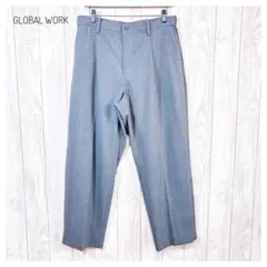 グローバルワーク アーバンクリーンワイドパンツ チェック グレー 洗える L