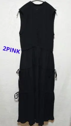 2PINK　ティアード ワンピース　ノースリーブ　M　ブラック　中古・美品