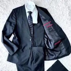 【美品】TAKA-Q スーツ セットアップ ブラック 背抜き サイズAB7