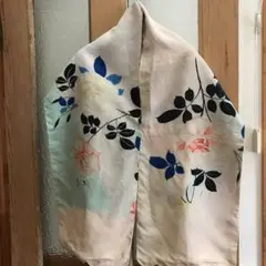 時代着物 昭和初期 正絹 帯 リメイクストール バラ 刺繍と家紋入り