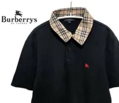 Burberry ポロシャツ 3XL 黒 チェック襟