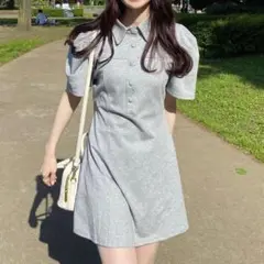【RiLi】袖ボリュームミニ丈ワンピース