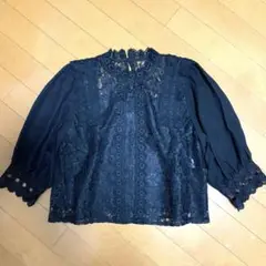 ブラック レーストップス ブラウス