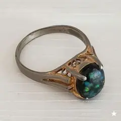 ギルソンオパールカラーの千本透かしリング 18号 昭和レトロ ビンテージ