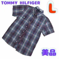 【美品】トミーヒルフィガー　半袖チェックシャツ　羽織り　L
