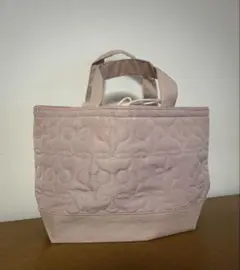 キルティング　ピンク　小さめ巾着トートバッグ