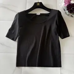 FOXEYBOUTIQUE 半袖ニットプルオーバー　黒　トップス　42サイズ