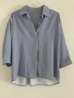 ストライプシャツ七分袖 Mサイズ 未使用品