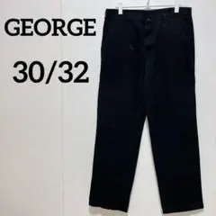 海外古着✨️GEORGE 【30×32】ブラックスート カジュアルパンツ 大きめ