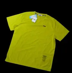 30【新品】FILA フィラ ロゴ 刺繍 半袖 Tシャツ ライムグリーン 速乾