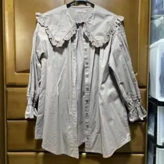 NICE CLAUP フリル付きシャツ　ピンクブラウンブラウン