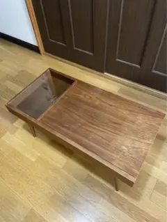 おしゃれセンターテーブル ガラス天板 収納付き