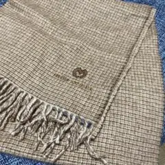 カシミヤ100% チェック柄マフラー ベージュ系