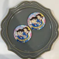 青山剛昌ふるさと館 缶バッジ ２個セット 名探偵コナン 北栄町 毛利蘭 工藤新一