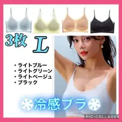 【♡新品♡】冷感ブラ　接触冷感 　しームレスブラ　夏　ノンワイヤー　L 3枚