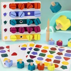 スクリューブロック 絵合わせ 木製 タングラムパズル 知育玩具